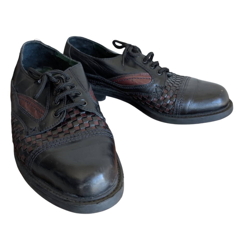 Vintage Enigma Milano Black Burgundy Weave Checkers Ska Punk Formal Dress Shoes